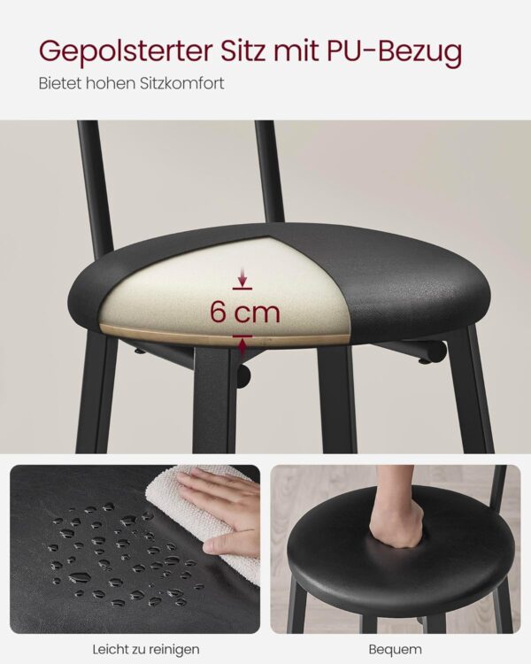 VASAGLE Barhocker 2er – PU‑Bezug, Fußstütze, vintagebraun‑tintenschwarz
