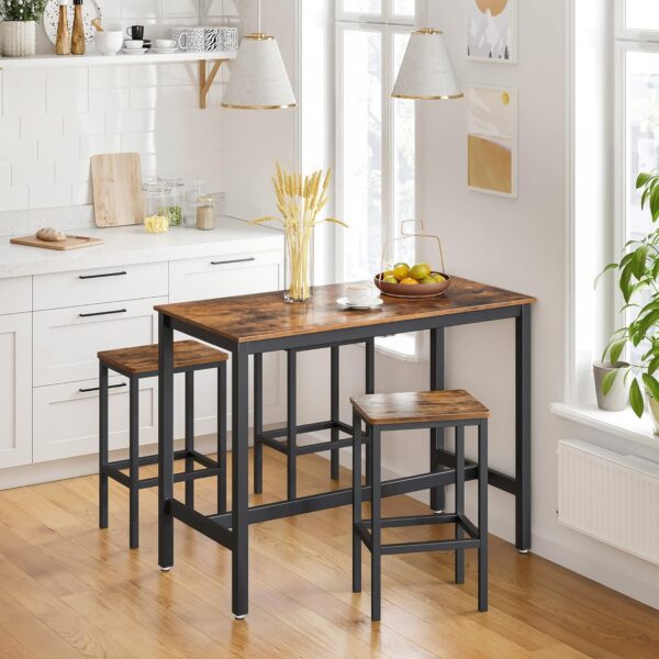 VASAGLE Barhocker 2er Set – kompakte 40 x 30 x 65 cm, vintage Braun‑Schwarz