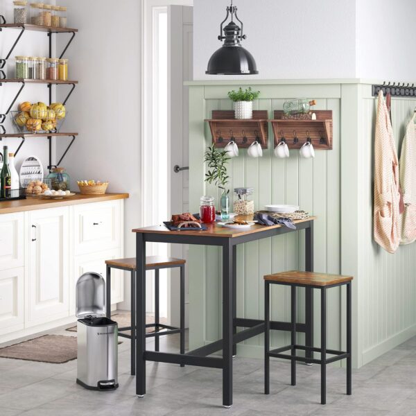 VASAGLE Barhocker 2er Set – kompakte 40 x 30 x 65 cm, vintage Braun‑Schwarz