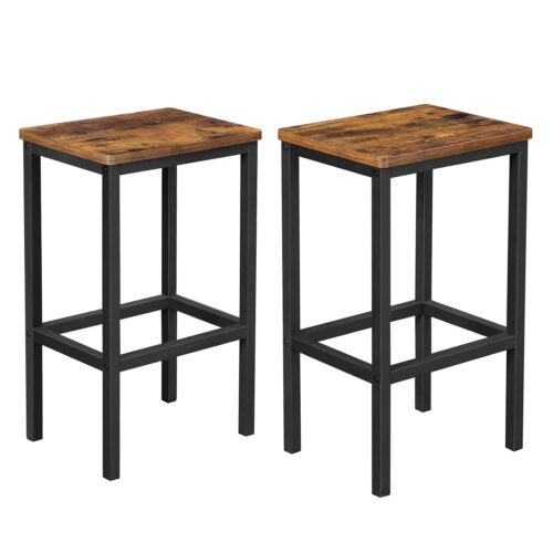 VASAGLE Barhocker 2er Set – kompakte 40 x 30 x 65 cm, vintage Braun‑Schwarz