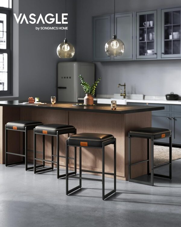 VASAGLE Barhocker 2er Set – Kunstleder, Mid‑Century‑Modern, 66 cm hoch