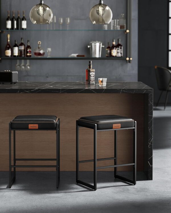 VASAGLE Barhocker 2er Set – Kunstleder, Mid‑Century‑Modern, 66 cm hoch