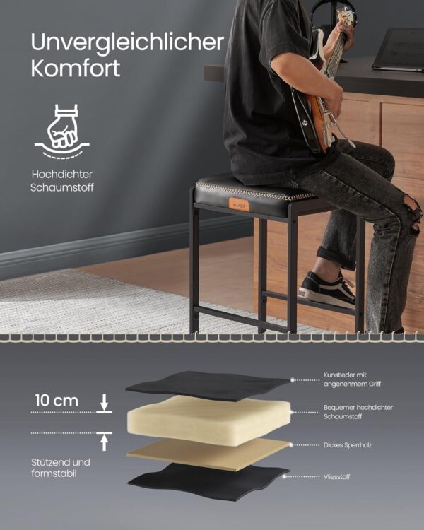 VASAGLE Barhocker 2er Set – Kunstleder, Mid‑Century‑Modern, 66 cm hoch