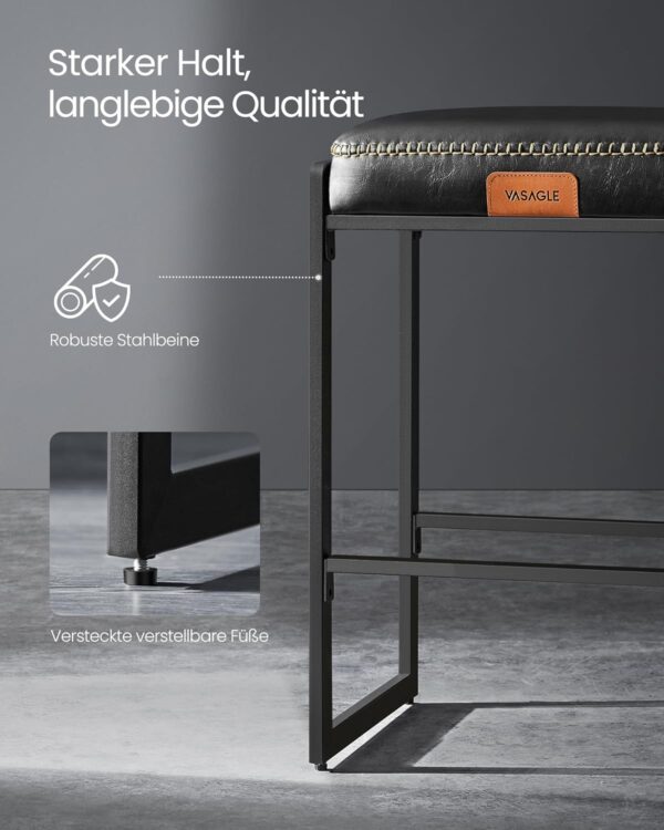 VASAGLE Barhocker 2er Set – Kunstleder, Mid‑Century‑Modern, 66 cm hoch