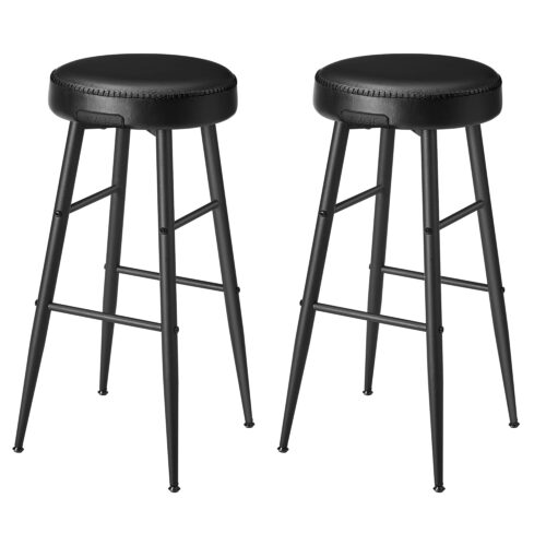 VASAGLE Barhocker 2er Set – Kunstleder, Mid‑Century‑Modern, 76 cm, tintenschwarz