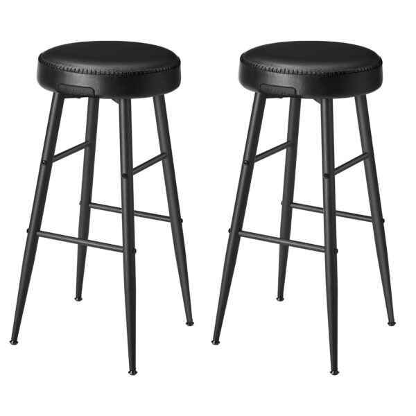 VASAGLE Barhocker 2er Set – Kunstleder, Mid‑Century‑Modern, 76 cm, tintenschwarz