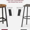 VASAGLE Barhocker 2er Set Metallgestell 65 cm Fußstütze vintage Braun/Schwarz