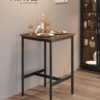 VASAGLE Bartisch quadratisch 60 x 60 cm Stahlrahmen Industriestil einfach zu montieren