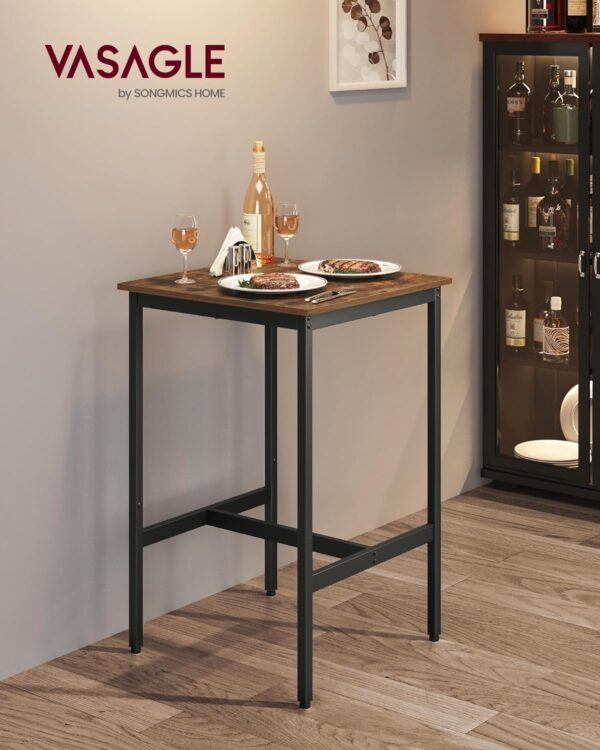 VASAGLE Bartisch quadratisch 60 x 60 cm Stahlrahmen Industriestil einfach zu montieren