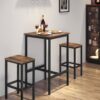 VASAGLE Bartisch quadratisch 60 x 60 cm Stahlrahmen Industriestil einfach zu montieren