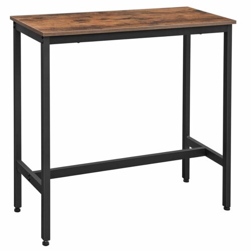 VASAGLE Bartisch – rechteckig, stabiles Metallgestell, vintage Braun‑Schwarz