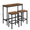 VASAGLE Bartisch‑Set Barhocker & 2 Stühle Stahlgestell Industrie‑Design vintagebraun