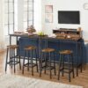 VASAGLE Bartisch-Set mit Stehtisch, 2 Barhockern – Industrie‑Design, Küchenbar