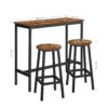 VASAGLE Bartisch-Set mit Stehtisch, 2 Barhockern – Industrie‑Design, Küchenbar
