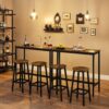 VASAGLE Bartisch-Set mit Stehtisch, 2 Barhockern – Industrie‑Design, Küchenbar