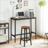 VASAGLE Bartisch-Set mit Stehtisch, 2 Barhockern – Industrie‑Design, Küchenbar