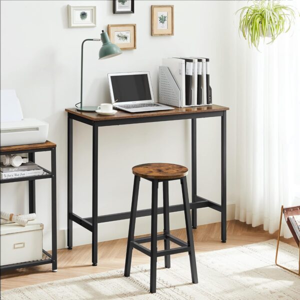 VASAGLE Bartisch-Set mit Stehtisch, 2 Barhockern – Industrie‑Design, Küchenbar
