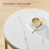 VASAGLE Beistelltisch 2‑Ebenen Hartglas modern marmorweiß‑Gold