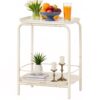 VASAGLE Beistelltisch 2‑Ebenen modern cremeweiß – Indoor/Outdoor