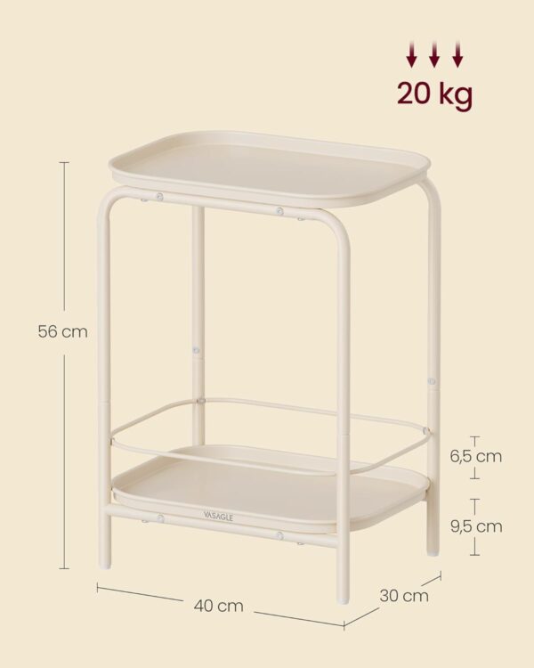 VASAGLE Beistelltisch 2‑Ebenen modern cremeweiß – Indoor/Outdoor