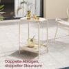 VASAGLE Beistelltisch 2‑Ebenen modern cremeweiß – Indoor/Outdoor