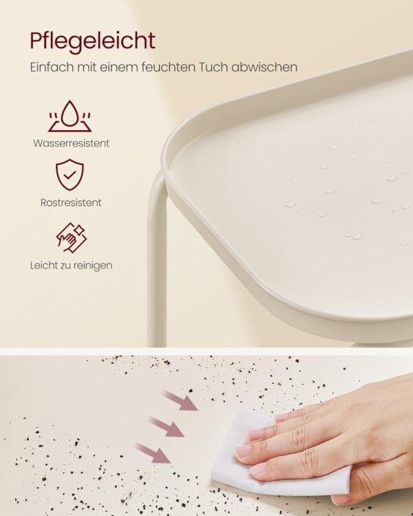 VASAGLE Beistelltisch 2‑Ebenen modern cremeweiß – Indoor/Outdoor