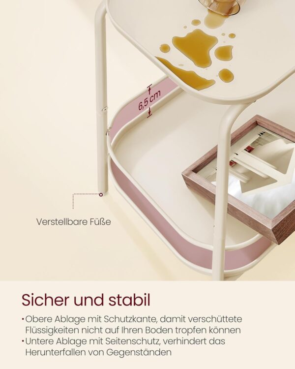 VASAGLE Beistelltisch 2‑Ebenen modern cremeweiß – Indoor/Outdoor