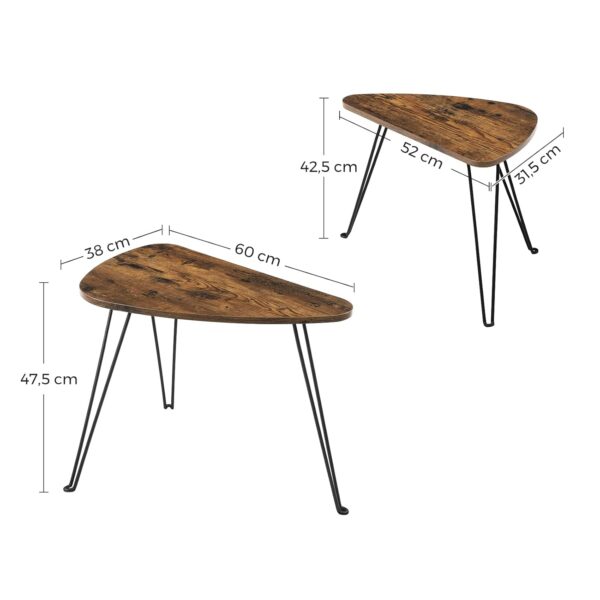 VASAGLE Beistelltisch 2er Set – Industrieller Stil, rustikales Braun/Schwarz