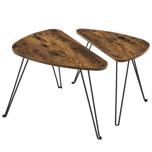 VASAGLE Beistelltisch 2er Set – Industrieller Stil, rustikales Braun/Schwarz