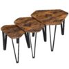 VASAGLE Beistelltisch 3er Set Metallbeine Industrie‑Design vintagebraun‑schwarz