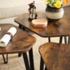 VASAGLE Beistelltisch 3er Set Metallbeine Industrie‑Design vintagebraun‑schwarz