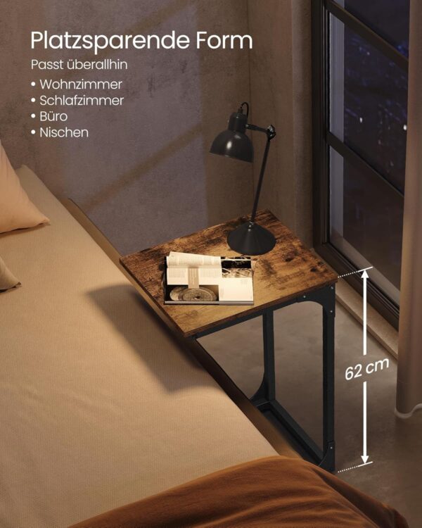 VASAGLE Beistelltisch C‑Form Metallgestell industriell vintage Braun‑Schwarz VASAGLE Beistelltisch C‑Form Metallgestell industriell vintage Braun‑Schwarz