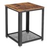 VASAGLE Beistelltisch Industrie-Design Metallgestell Gitterablage Used Look