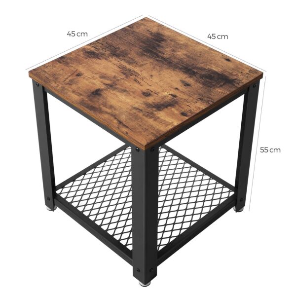 VASAGLE Beistelltisch Industrie-Design Metallgestell Gitterablage Used Look