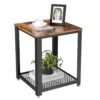 VASAGLE Beistelltisch Industrie-Design Metallgestell Gitterablage Used Look