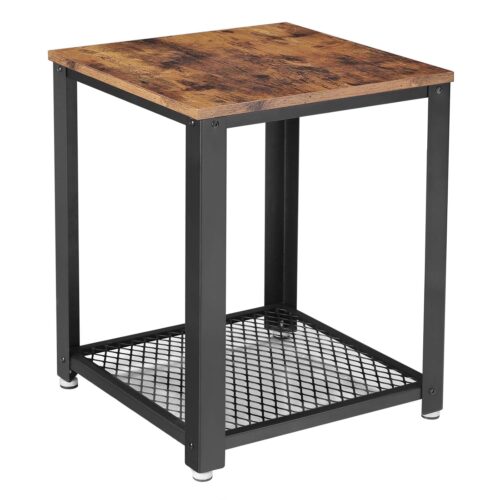 VASAGLE Beistelltisch Industrie-Design Metallgestell Gitterablage Used Look