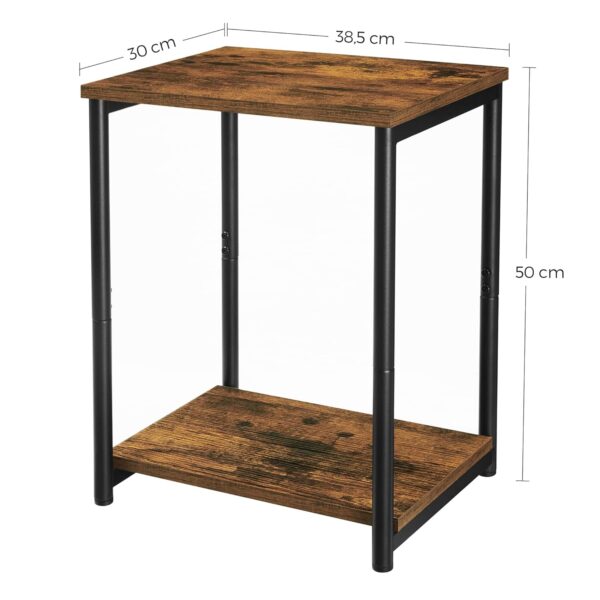 VASAGLE Beistelltisch-Set 2er – 2‑Ebenen, Stahlrahmen, Braun/Schwarz, Industriestil