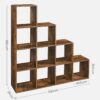 VASAGLE Bücherregal 10‑Fächer offenes Stufen‑Design 129,5 × 129,5 cm