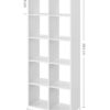 VASAGLE Bücherregal 10 Fächer Standregal weiß, skandinavischer Stil, Raumteiler