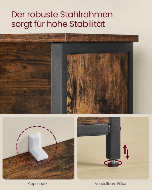 VASAGLE Bücherregal, 2 offene Fächer, verstellbare Ablagen, Stahlrahmen