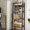 VASAGLE Bücherregal 4‑Ebenen industrieller Stil bodenstehend Braun/Schwarz