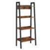 VASAGLE Bücherregal 4‑Ebenen industrieller Stil bodenstehend Braun/Schwarz