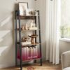 VASAGLE Bücherregal 4‑Ebenen industrieller Stil bodenstehend Braun/Schwarz