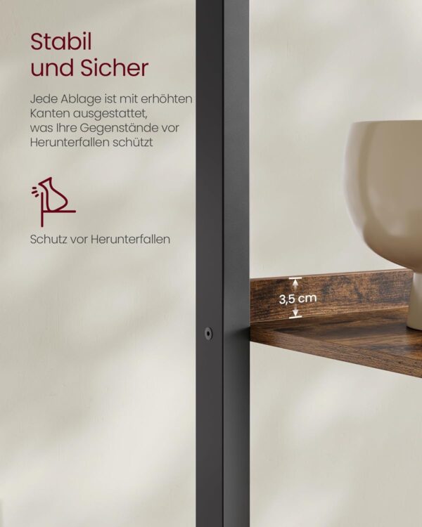 VASAGLE Bücherregal 4‑Ebenen industrieller Stil bodenstehend Braun/Schwarz