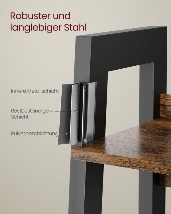 VASAGLE Bücherregal 4‑Ebenen industrieller Stil bodenstehend Braun/Schwarz