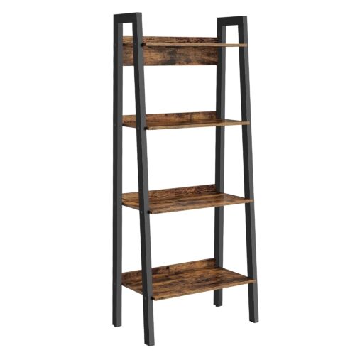 VASAGLE Bücherregal 4‑Ebenen industrieller Stil bodenstehend Braun/Schwarz