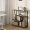 VASAGLE Bücherregal 4‑fach 30×100×103 cm Vintagebraun‑Tintenschwarz Standregal