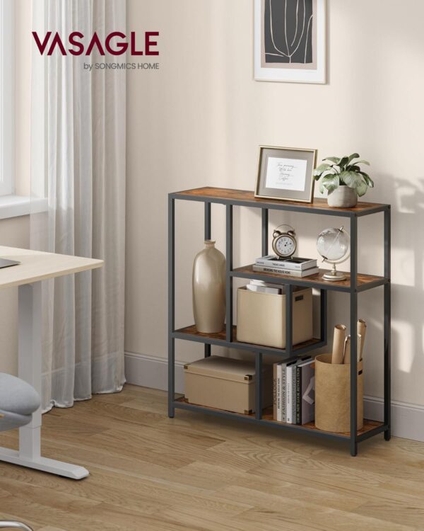 VASAGLE Bücherregal 4‑fach 30×100×103 cm Vintagebraun‑Tintenschwarz Standregal