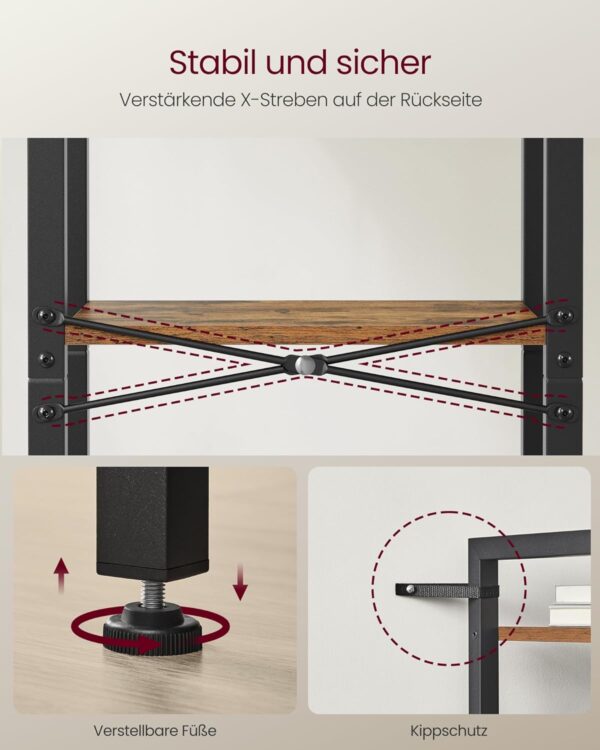 VASAGLE Bücherregal 4‑fache Ablage 24×40×107 cm – Offene Regalböden