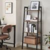 VASAGLE Bücherregal 4‑stufiges Leiterregal, Stahlrahmen, Industrie‑Design